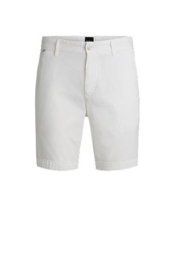 Shortsit BOSS Slim-Fit Stretch-Cotton Twill Shorts Valkoinen | 50540743