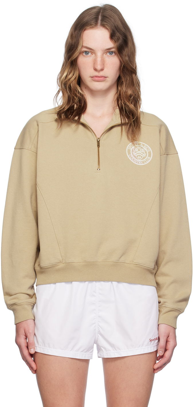 Huppari Sporty & Rich Beige 'Paris Country Club' Sweatshirt Beige | WS069S403PE
