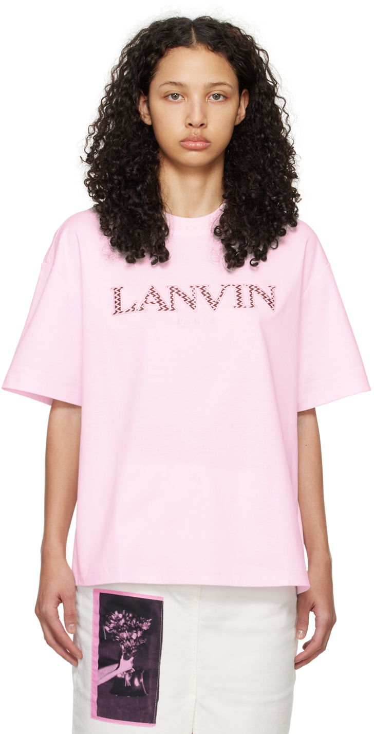 T-paita LANVIN Oversized Embroidered Curb T-Shirt Vaaleanpunainen | RW-TS0022-J207-P24