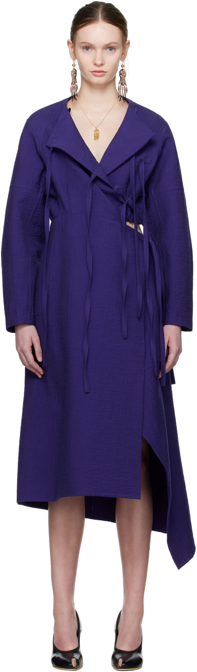 Mekko Tory Burch Tory Burch Cotton Wrap Midi Dress Violetti | 173644-433
