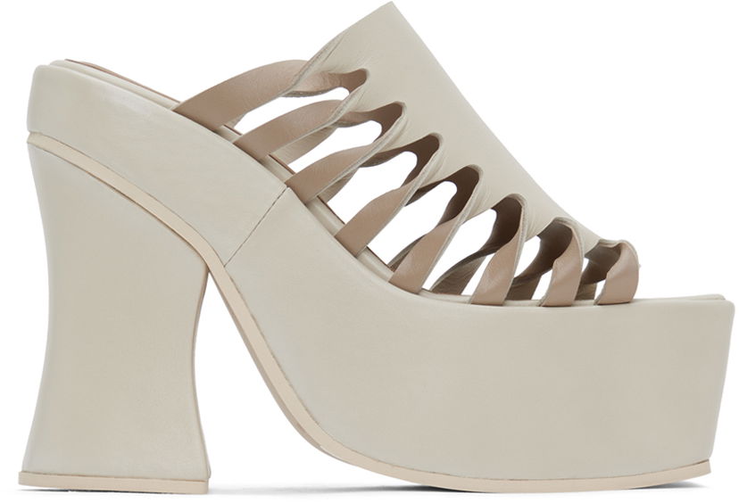 Asusteet Eckhaus Latta Eckhaus Latta Twist Strap Platform Mules Beige | FEKLWTSPL00509