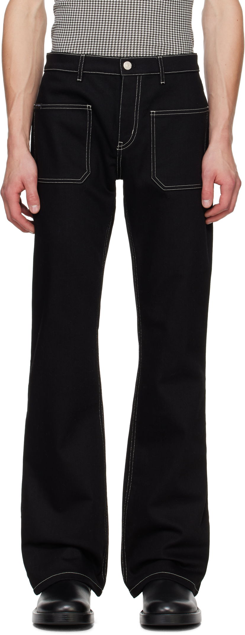 Jeans Courrèges Courrèges Topstitched Bootcut Jeans Musta | 324DPA208DE0020
