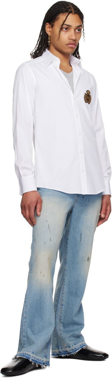 Paita Dolce & Gabbana Dolce&Gabbana Heraldic Patch Cotton Shirt Valkoinen | G5ML1ZGI757, 3
