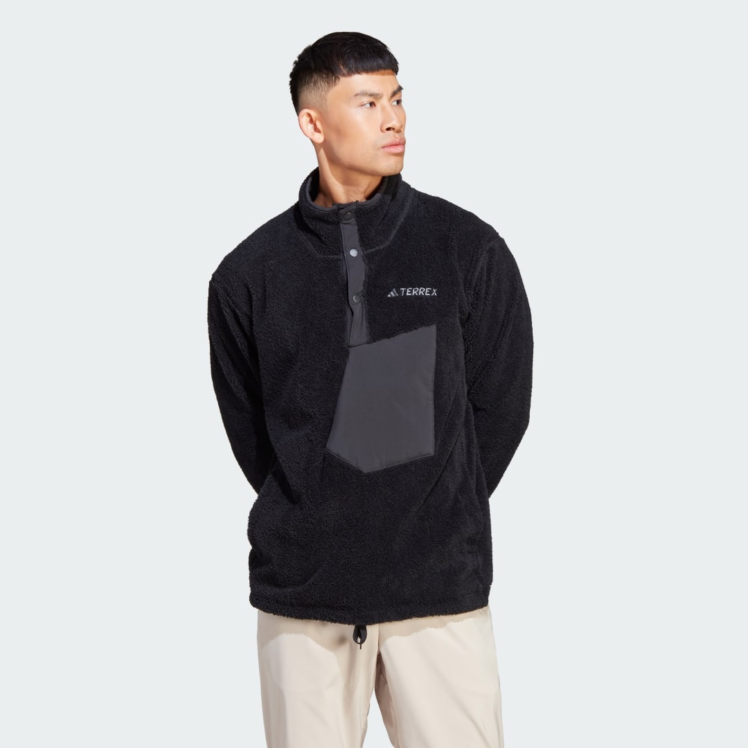 Huppari adidas Performance Terrex XPLORIC High Pile Fleece Pullover Musta | IB6553, 1