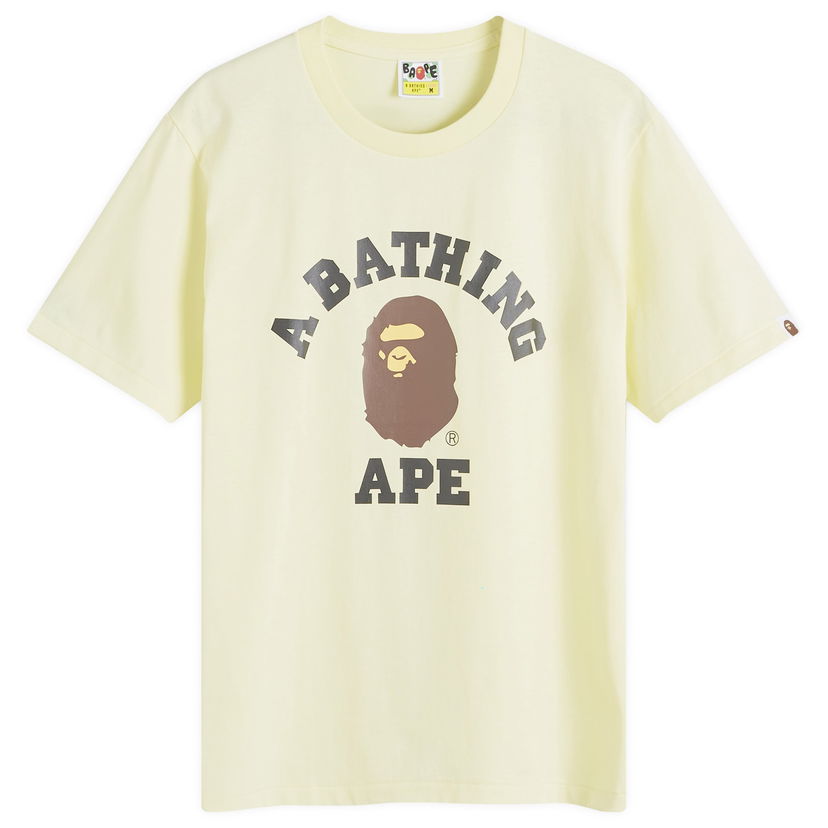 T-paita BAPE A Bathing Ape Women's College T-Shirt in Yellow, Size Small | END. Clothing Beige | 001TEK302001L-YLW
