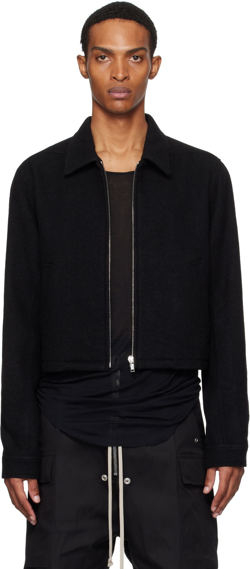 Takki Rick Owens Rick Owens Concordians Alice Brad Cropped Jacket Musta | RU02E1720 WBD