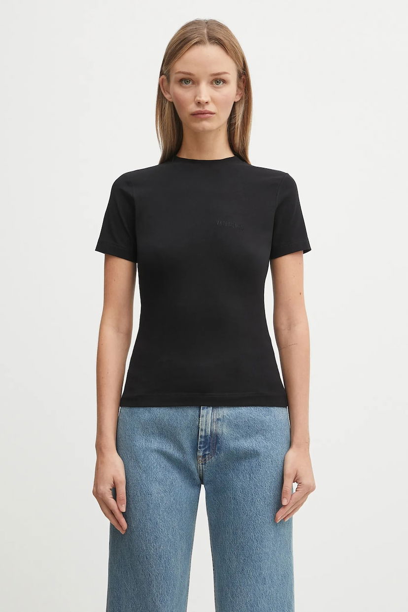 T-paita VETEMENTS VETEMENTS Logo Fitted T-Shirt Musta | WH76TR130B