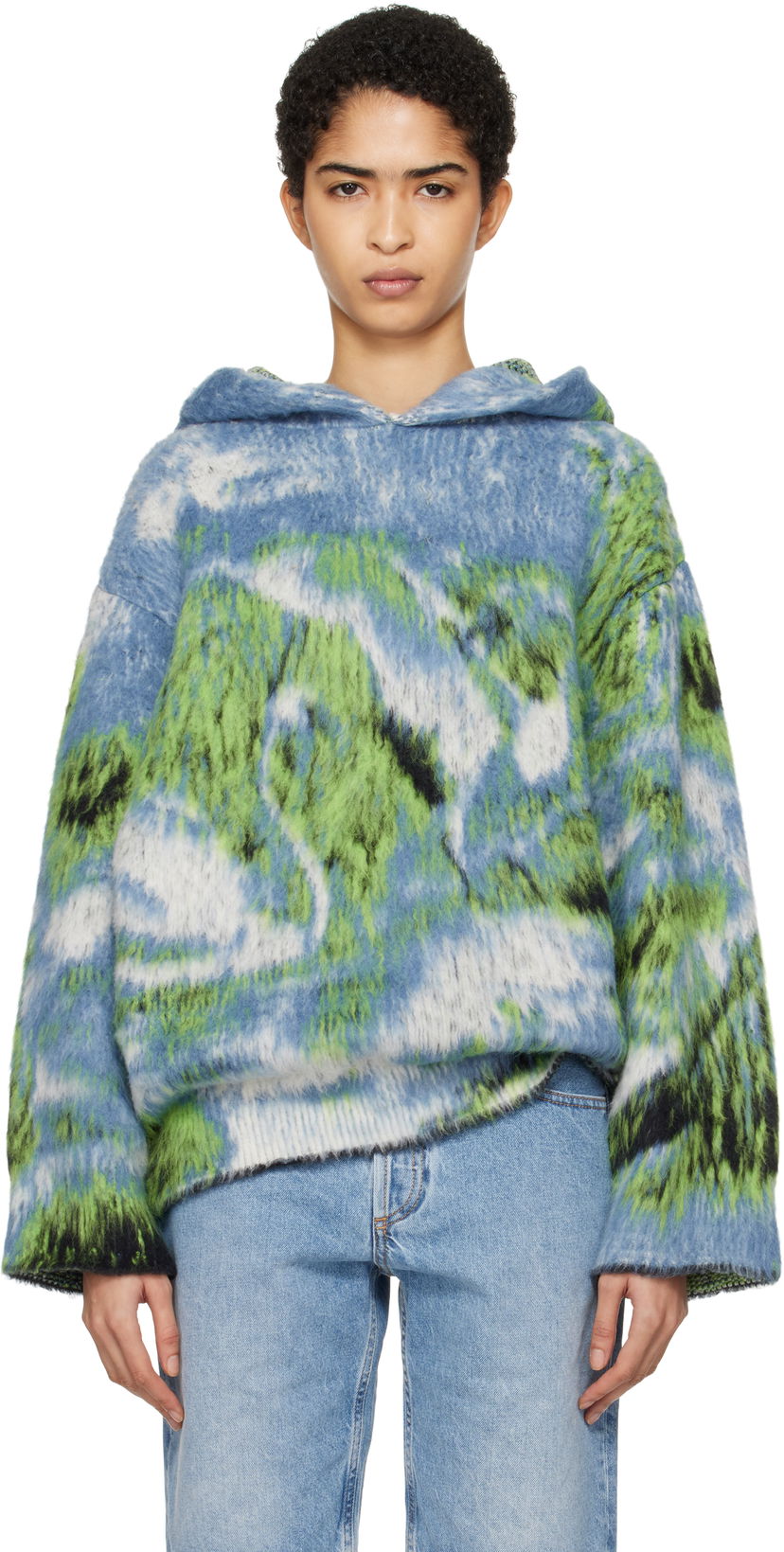 Huppari The Attico Attico Swan Print Knit Hoodie Monivärinen | 250WCK00114 MIX015AA