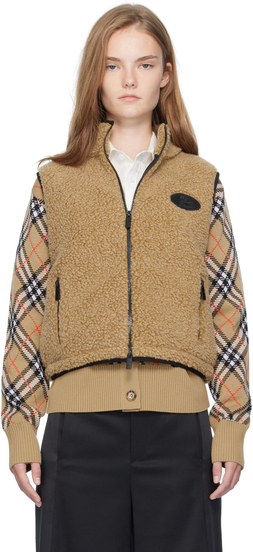 Liivi Burberry Burberry Cropped Fleece Vest Beige | 8110159