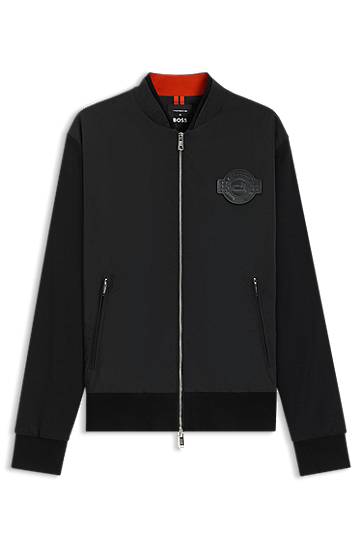 Bomber-takki BOSS Porsche x BOSS Cotton-Blend Jersey Jacket Musta | 50543675