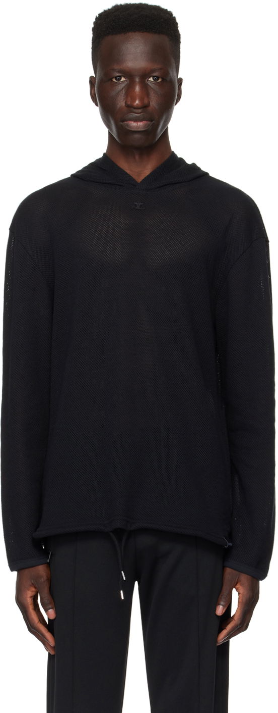 Huppari Courrèges Courrèges Mesh Hoodie Musta | 124JHO027JS0069