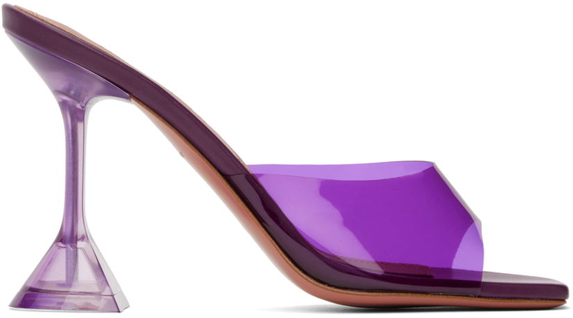 Kengänhoito Amina Muaddi Amina Muaddi Lupita Glass Slipper Heeled Sandals Violetti | LUPITA GLASS SLIPPER CL PLEXI PV