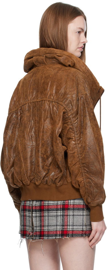 Bomber-takki R13 R13 Shirred Oversized Leather Bomber Jacket Ruskea | R13WR429-R540A, 2