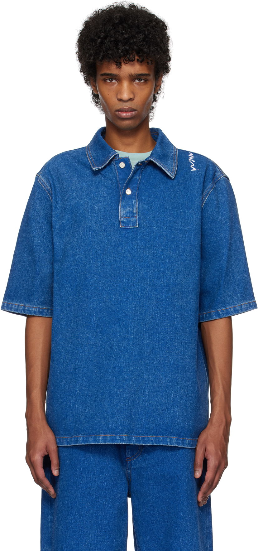 Poolopaita Marni Marni Oversize Denim Polo Sininen | POJU0001S0 USCU83