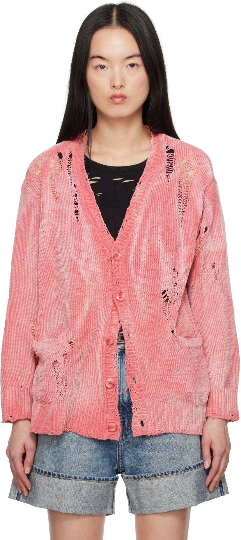 Villapaita R13 R13 Distressed Boyfriend Cardigan Vaaleanpunainen | R13WY237-Y201B