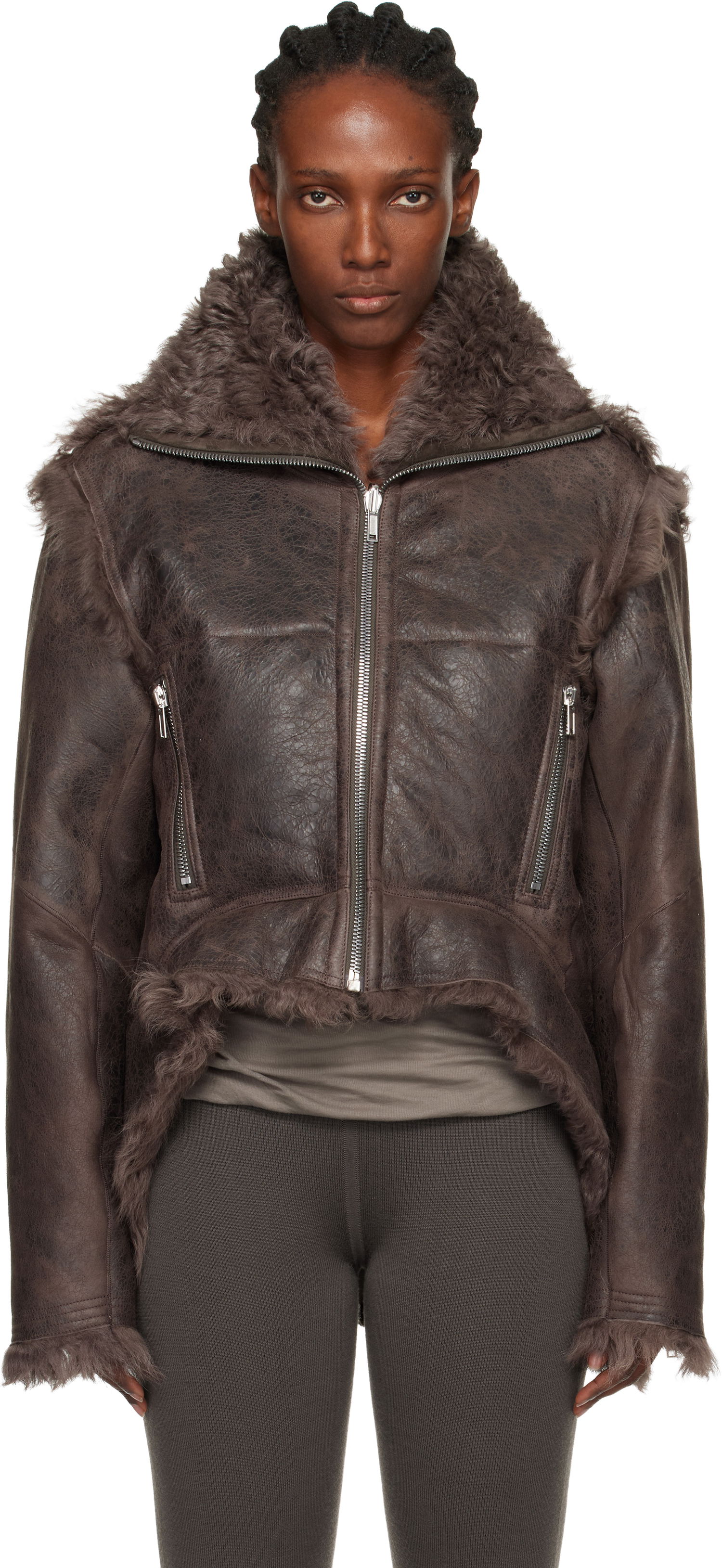 Takki Rick Owens Concordians Exploder Reversible Shearling Jacket Ruskea | RP02E4722 LSHTR, 0
