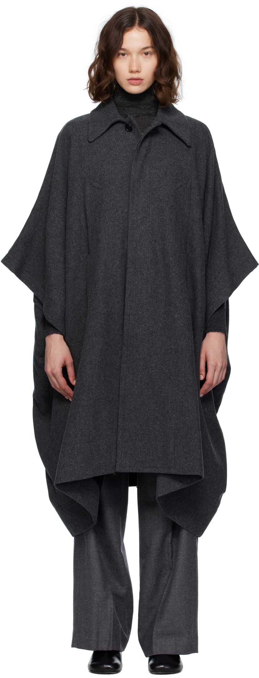 Takit Maison Margiela MM6 Maison Margiela Wool Cape Coat Harmaa | S52AH0083 M35473