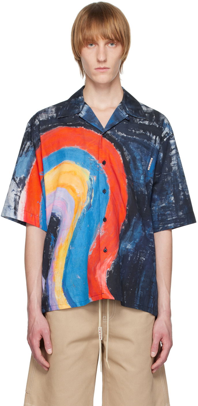 Paita Marni Marni Abstract Print Camp Collar Shirt Monivärinen | CUMU0213A0 UTC255