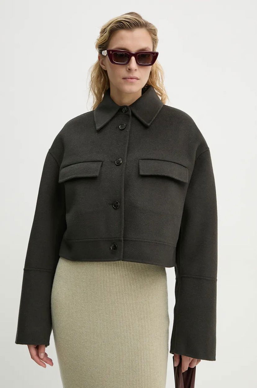 Takki Nanushka Oversized Cropped Wool Jacket Vihreä | NW24PFSG27197