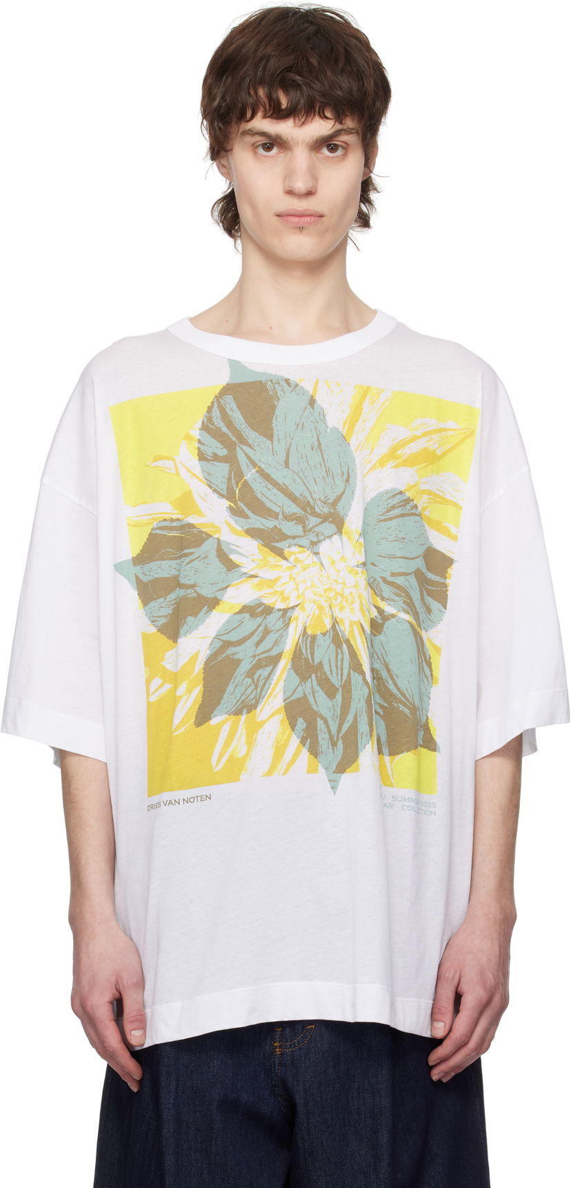 T-paita Dries Van Noten Dries Van Noten Floral Graphic T-Shirt Valkoinen | 251-021141-1608