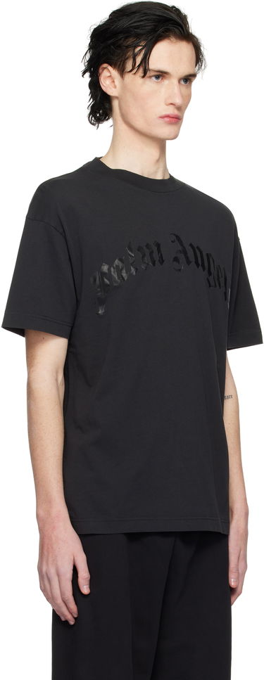 T-paita Palm Angels Curved Logo Oversize T-Shirt Musta | PMAA001S25JER0041010, 1