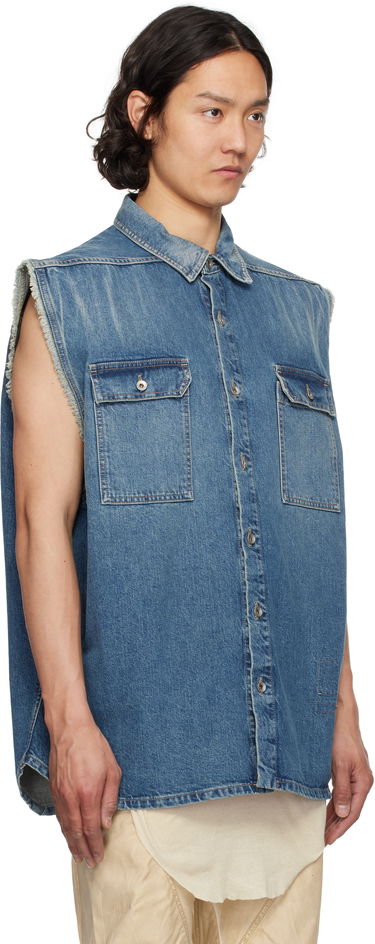 Paita Rick Owens Rick Owens DRKSHDW Hollywood Jumbo Denim Sleeveless Overshirt Sininen | DU01E3764 DWB, 1