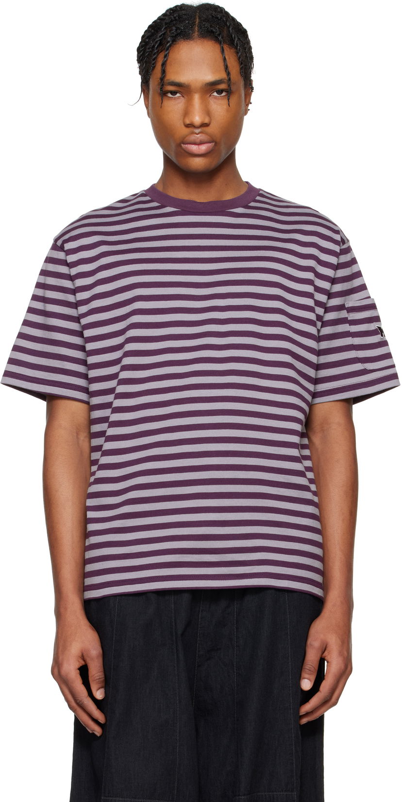 T-paita Needles NEEDLES Cotton Stripe T-Shirt Violetti | QV364