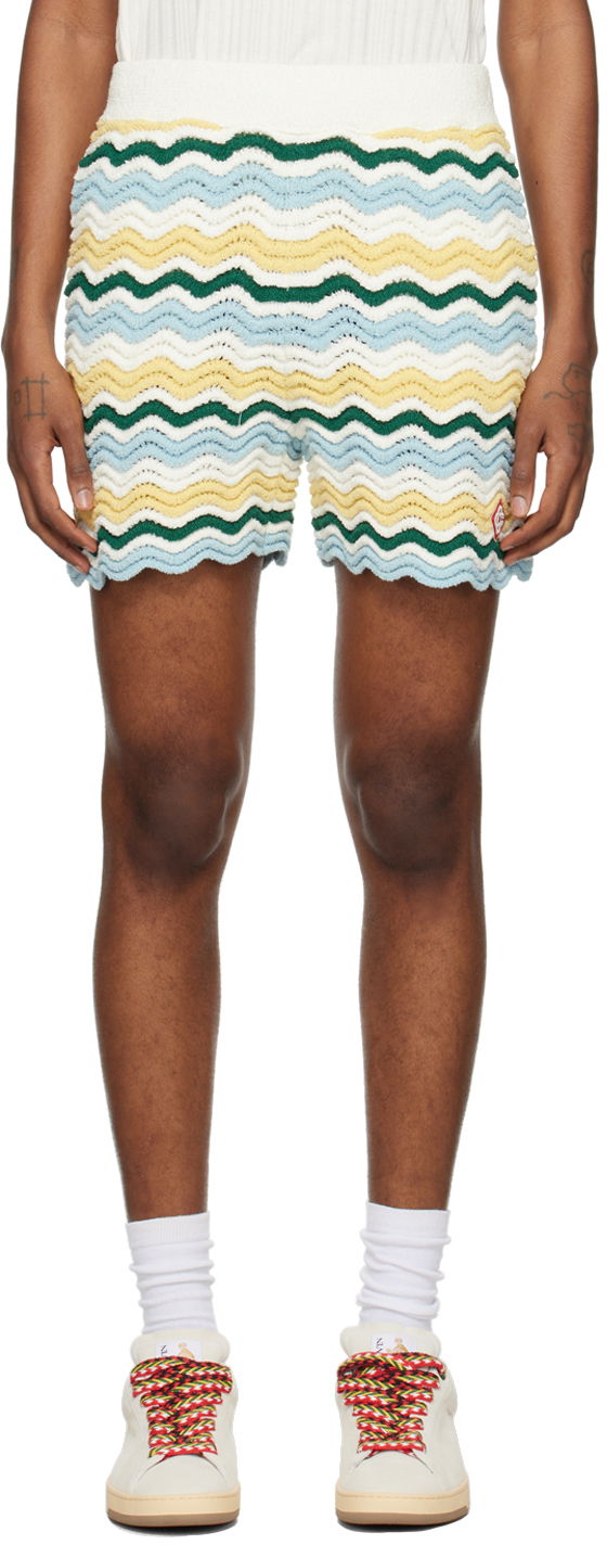 Shortsit Casablanca Wavy Bouclé Shorts Vihreä | MPS24-KW-601-01