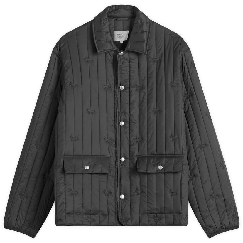 Puffer takki MAISON KITSUNÉ Maison Kitsuné Quilted Jacket with Embroidered Logo Musta | OM02114WW9047-0076