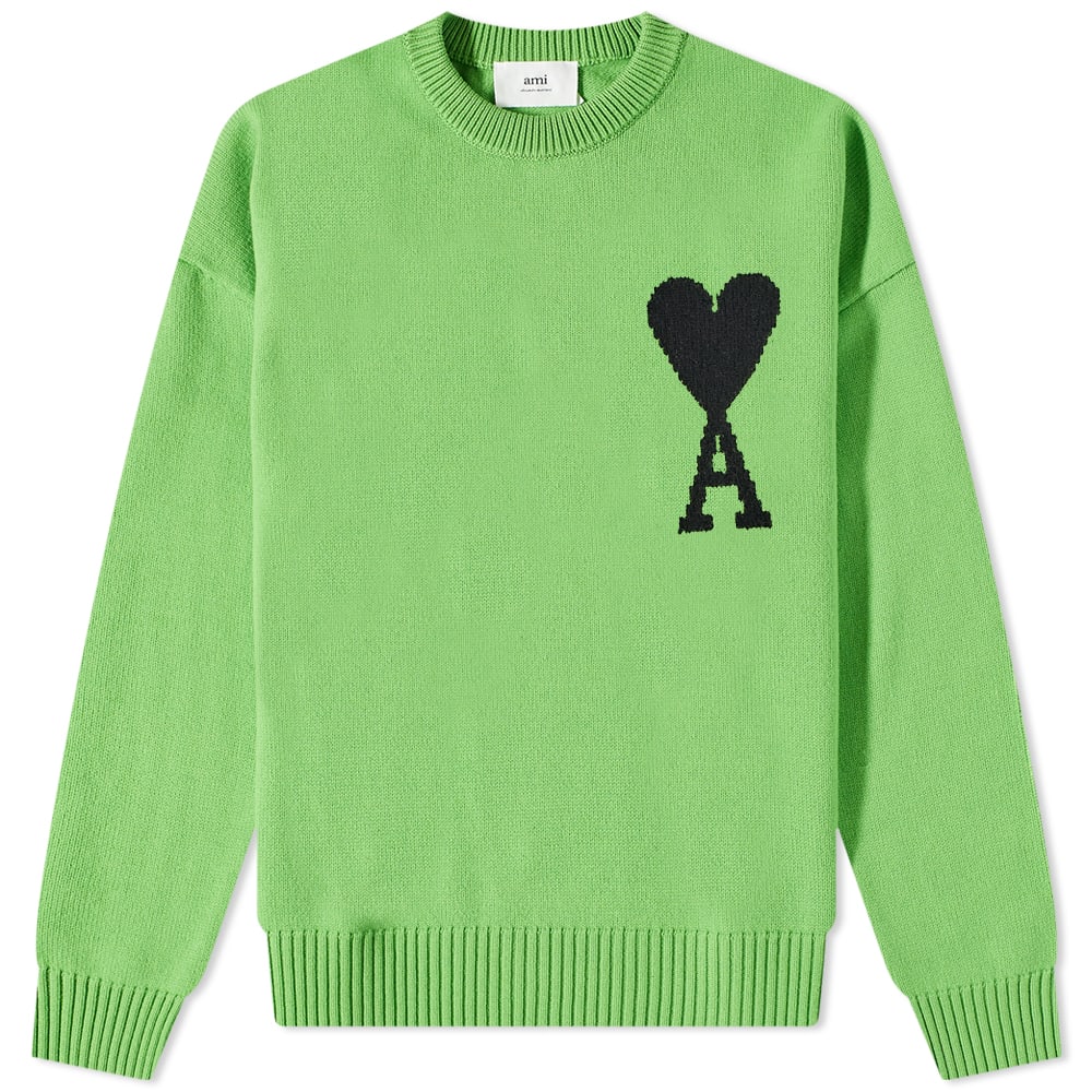 Villapaita AMI Large A Heart Crewneck Sweater Vihreä | UKS002-018-324, 0