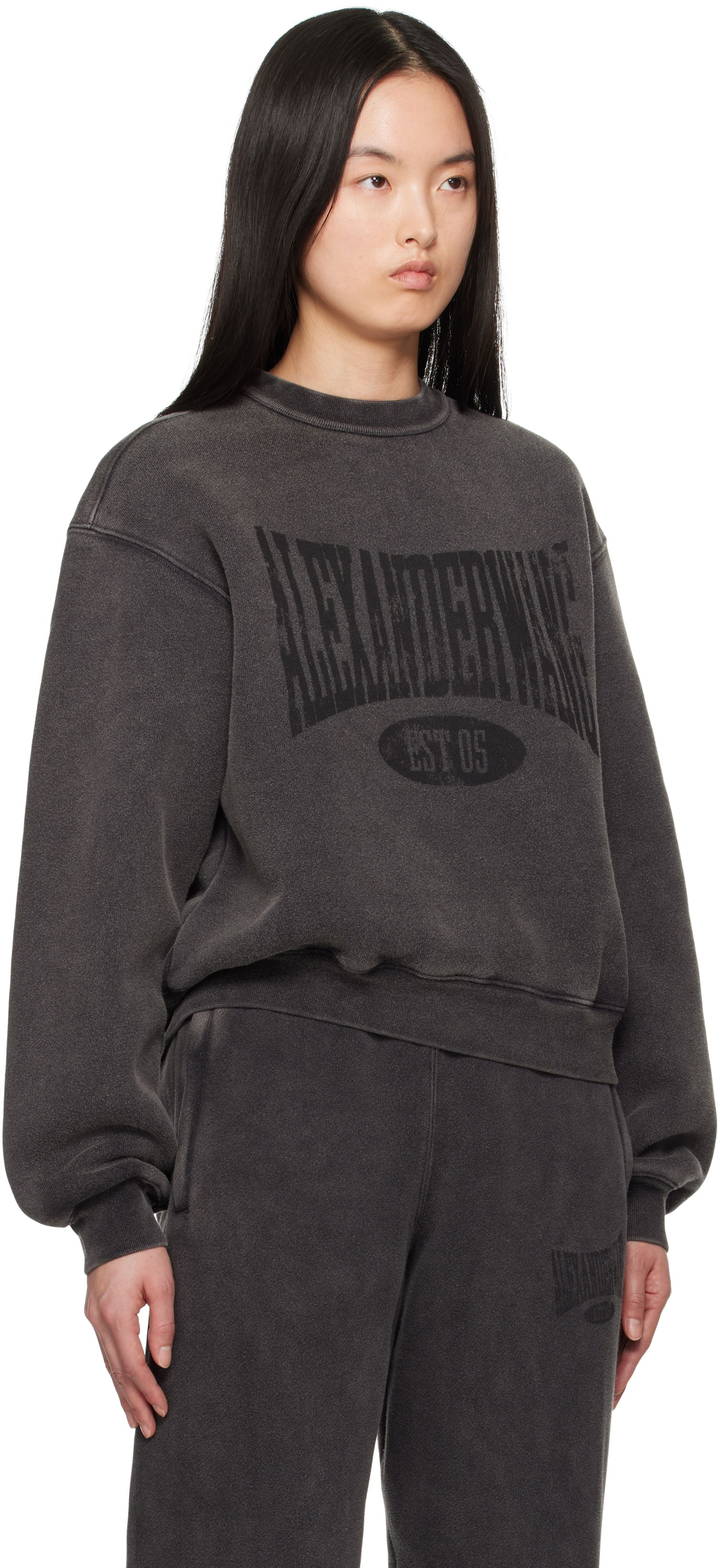 Villapaita Alexander Wang Alexander Wang Distressed Logo Sweatshirt Harmaa | 4CC2251539, 1