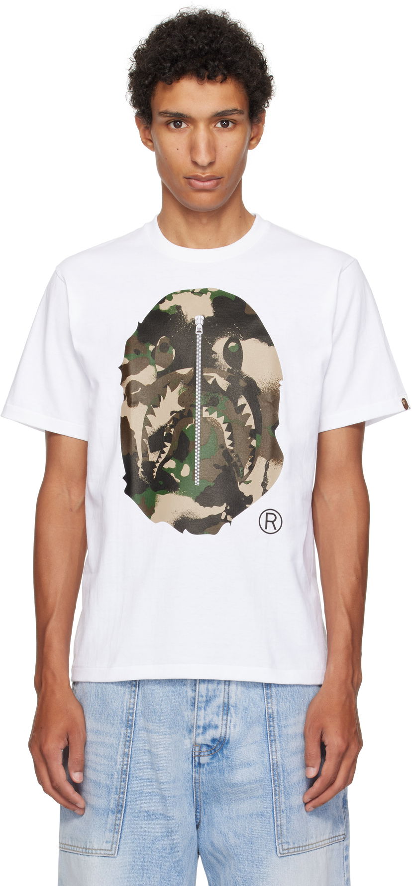 T-paita BAPE A Bathing Ape Map Camo Ape Head Shark T-Shirt Valkoinen | 001TEL301023M