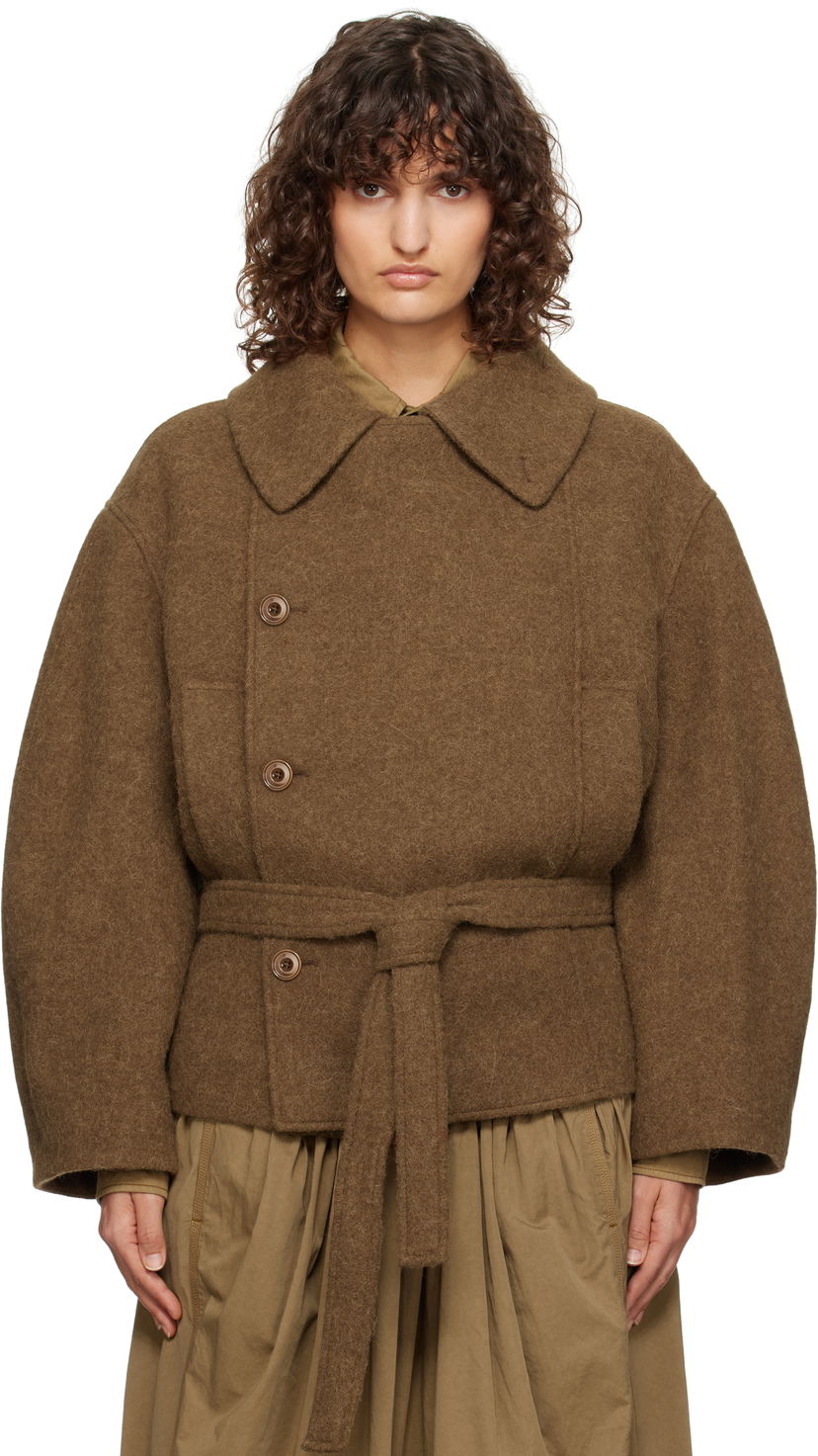 Takit LEMAIRE Lemaire Short Asymmetrical Bathrobe Jacket Ruskea | CO1083 LF504