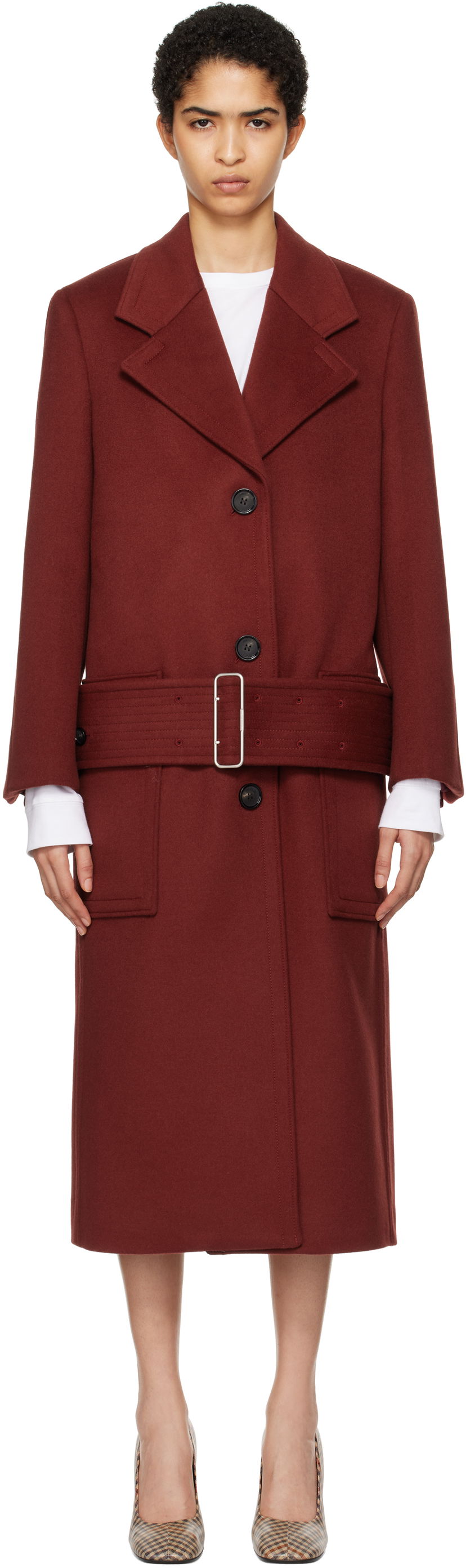 Takit FERRAGAMO Long Wool Coat Punainen | 777632