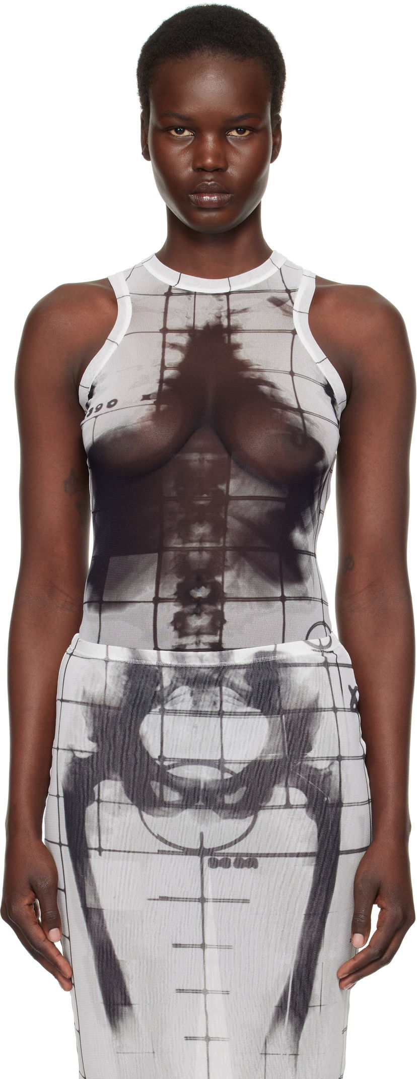 Mekko Jean Paul Gaultier Jean Paul Gaultier 'The Squeletor' Printed Bodysuit Valkoinen | 25/33-F-BD058-T580-0100