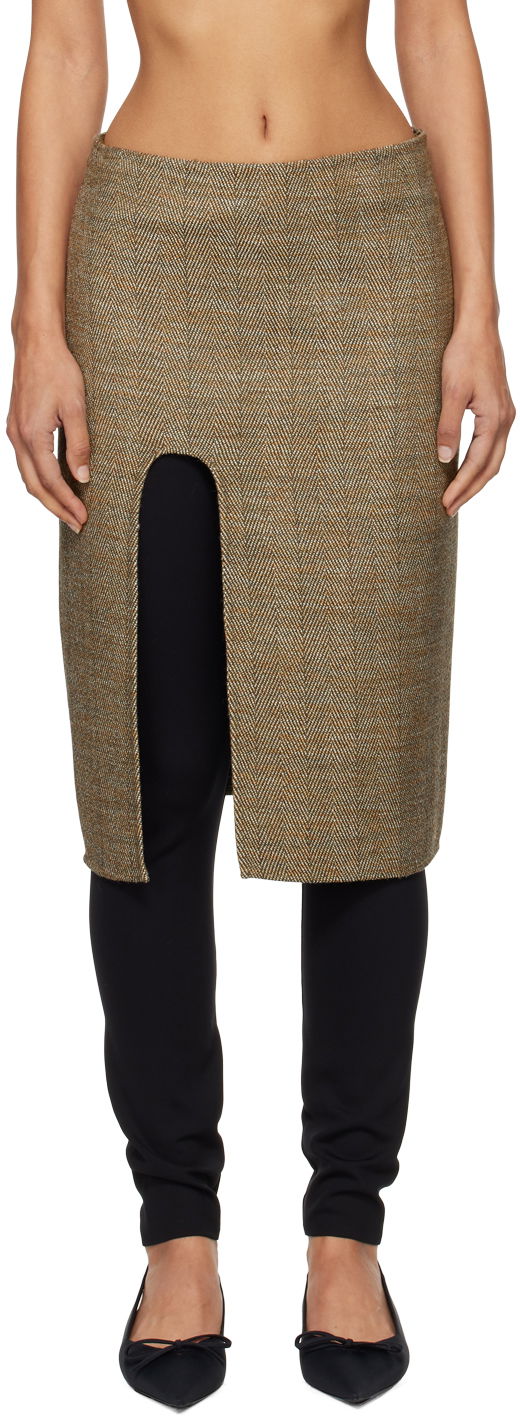Hame Stella McCartney Stella McCartney Side-Slit Midi Skirt Ruskea | 6301203EJ701