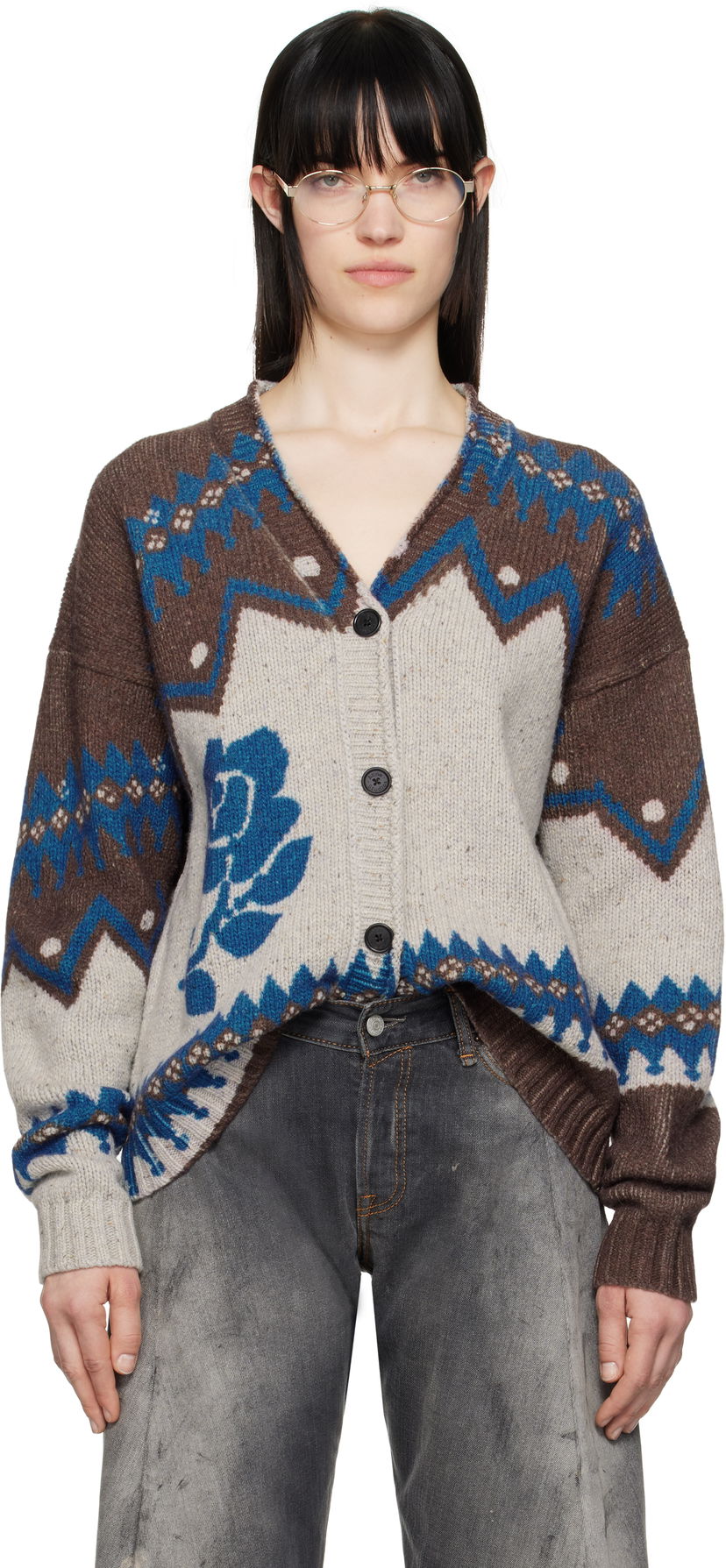 Villapaita Acne Studios Acne Studios Jacquard Wool Cardigan Monivärinen | A60577-