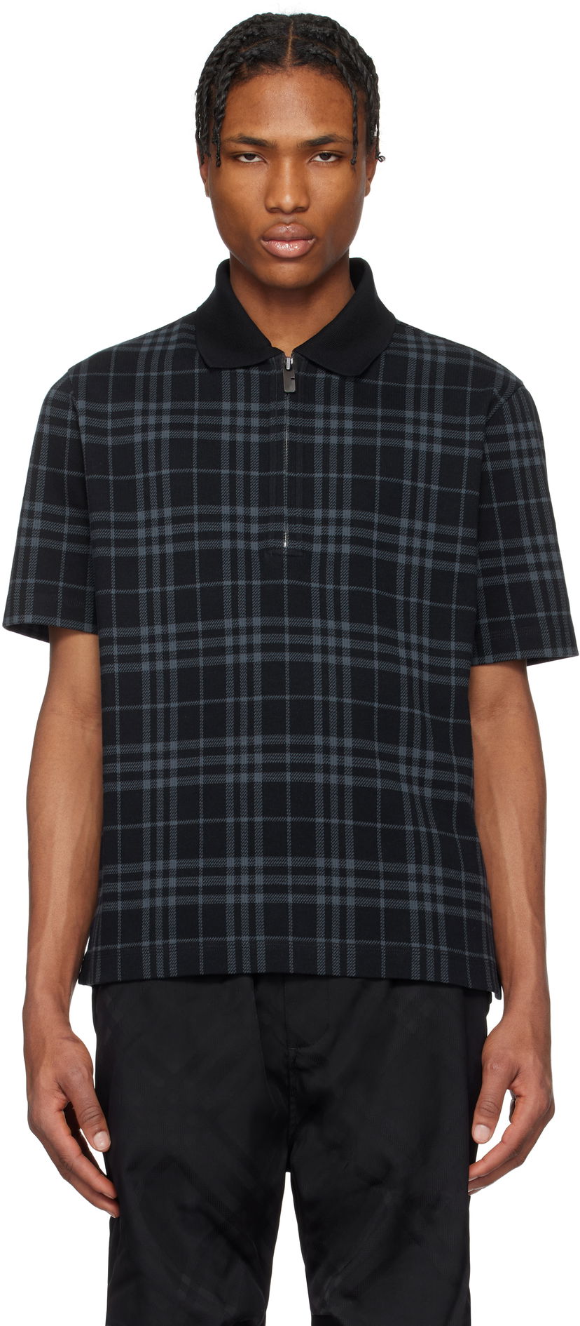 Poolopaita Burberry Burberry Stretch Cotton Blend Check Polo Musta | 8101895