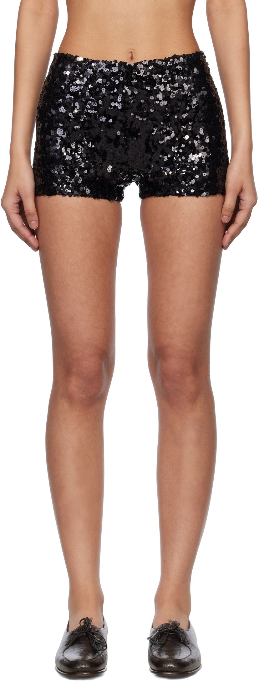 Shortsit Bode Bode Sequin Club Shorts Musta | WRS25BT067