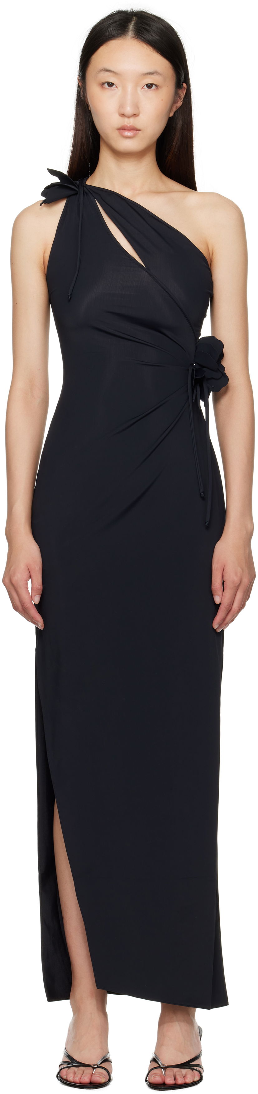 Mekko Coperni Coperni Asymmetric Flower Maxi Dress Musta | COPR213F5021