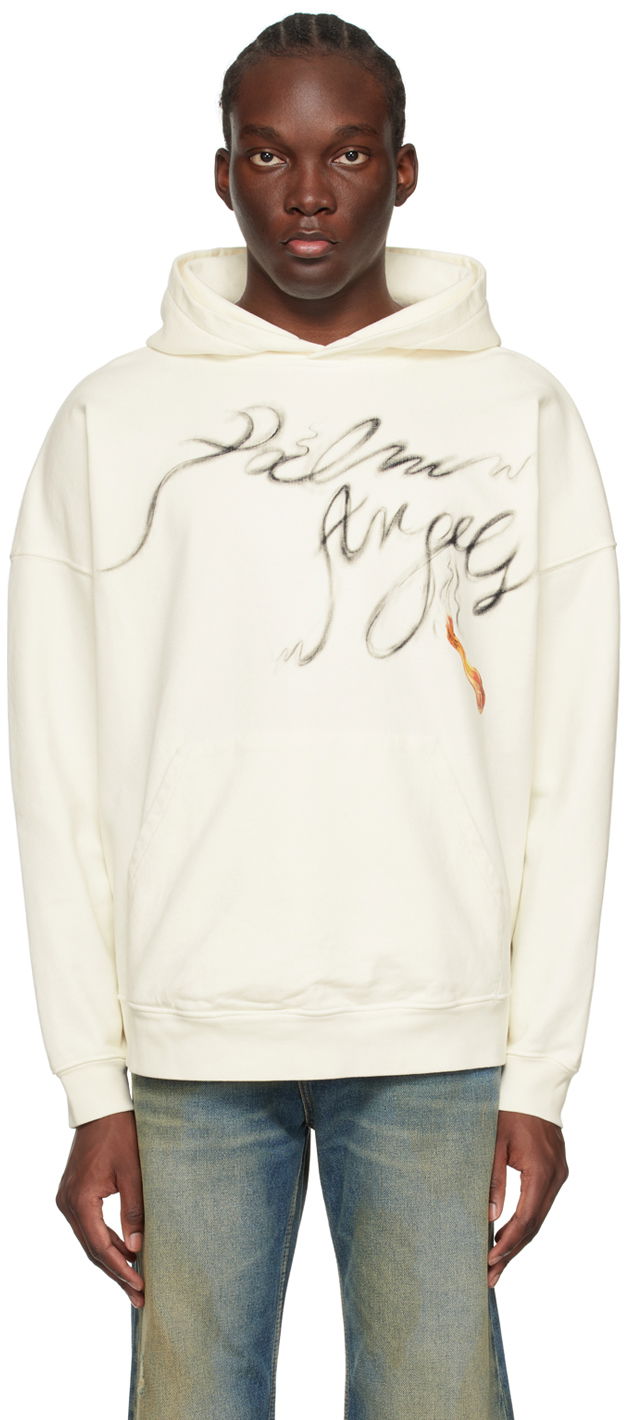 Huppari Palm Angels Foggy Hoodie "Off-White" Valkoinen | PMBB117R24FLE0050310