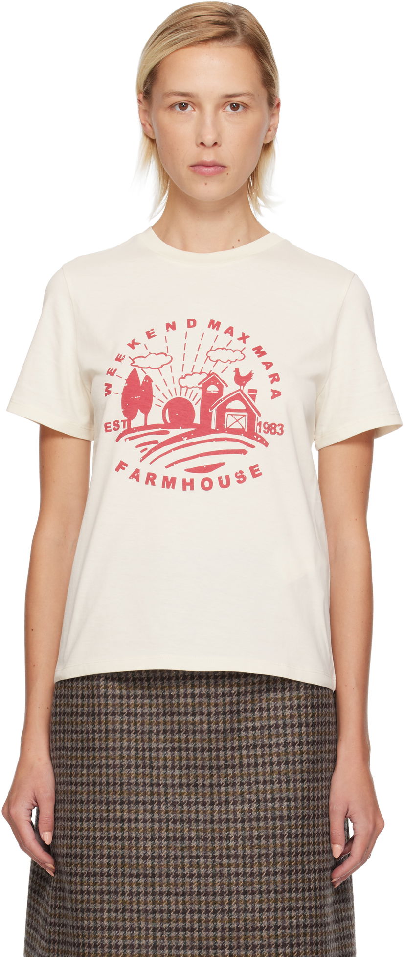 T-paita Max Mara Weekend Max Mara Farmhouse Graphic T-shirt Beige | 2525976012600