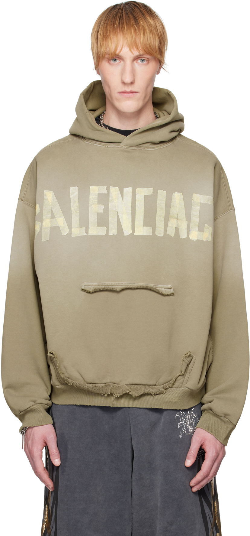 Huppari Balenciaga Balenciaga Tape Type Ripped Pocket Hoodie Vihreä | 744441TQVA9