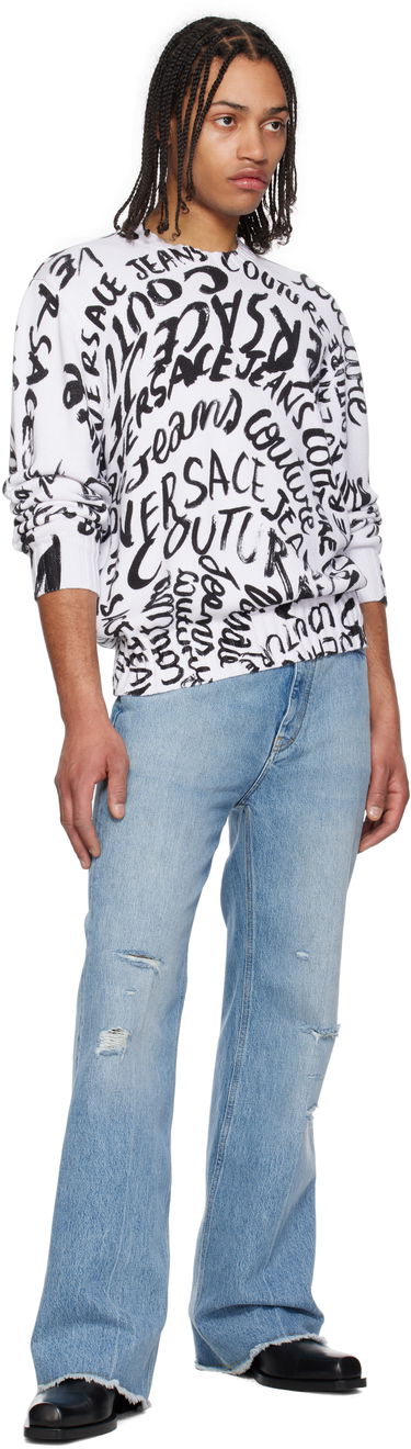 Villapaita Versace Logo Pattern Sweater Valkoinen | E78GAFM03_ECMF05, 3