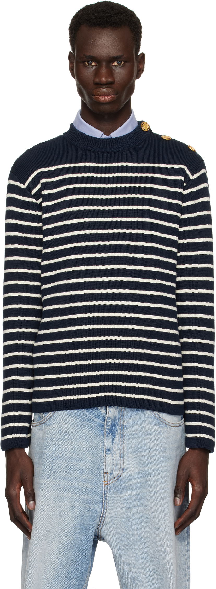Villapaita Valentino Valentino Striped Sweater Tummansininen | 6V3KC33MAR6