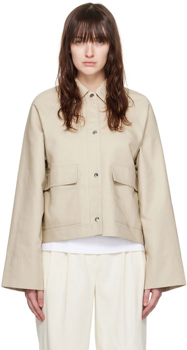 Takki TOTEME TOTEME Cropped Flap Pocket Jacket Beige | 243-WRO0129-FB0198, 0
