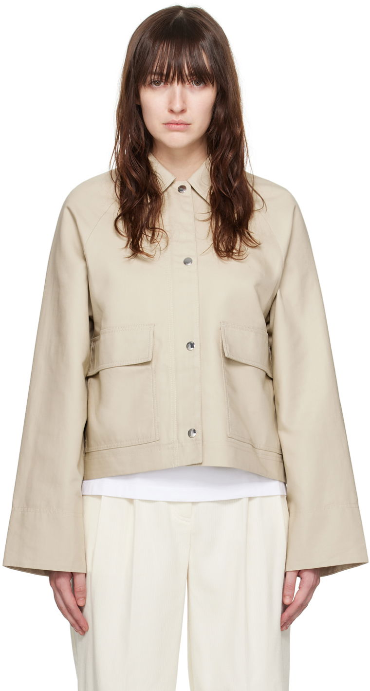 Takki TOTEME TOTEME Cropped Flap Pocket Jacket Beige | 243-WRO0129-FB0198