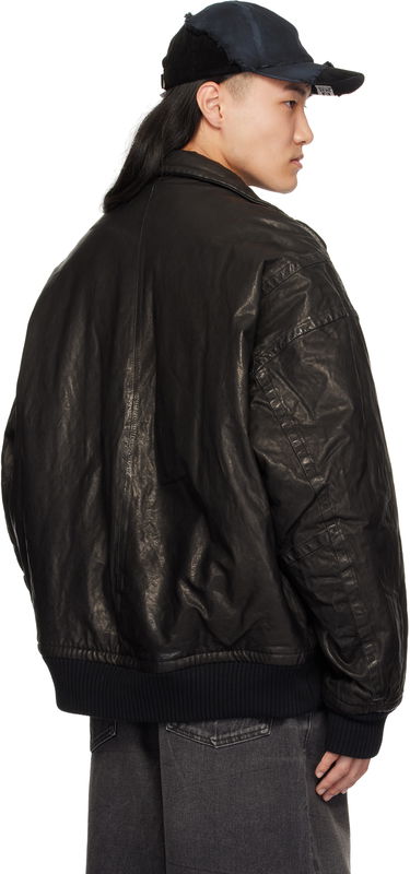 Bomber-takki Maison MIHARA YASUHIRO Backlash Smooth Big Zip Leather Jacket Musta | C13BL003, 2