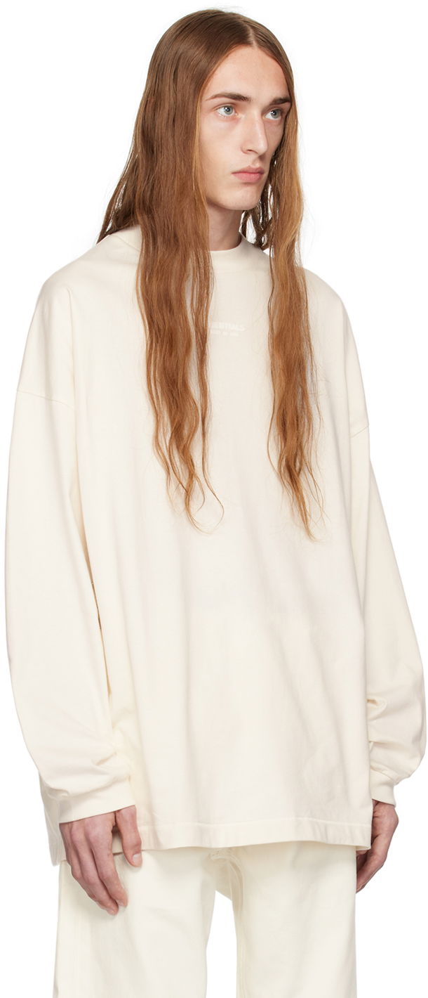T-paita Fear of God Essentials LS Tee Cloud Dancer Valkoinen | 125BT232011F, 1