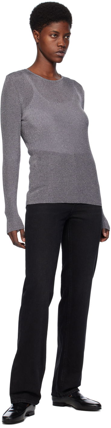 Villapaita TOTEME Crewneck Metallic Sweater Harmaa | 241-WRT1061-YA0027, 3